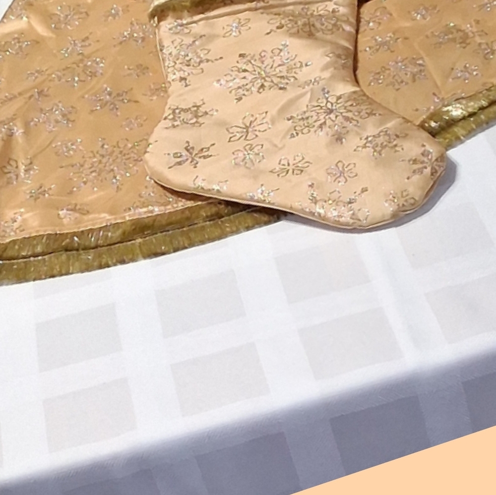 Beautiful Gold  Holiday Stocking & Skirt Set - Picture 6 of 12